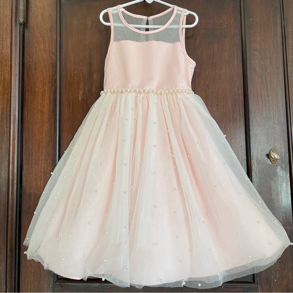 Excellent American Princess Beaded Easter Dress size 8 sleeveless fancy dressy